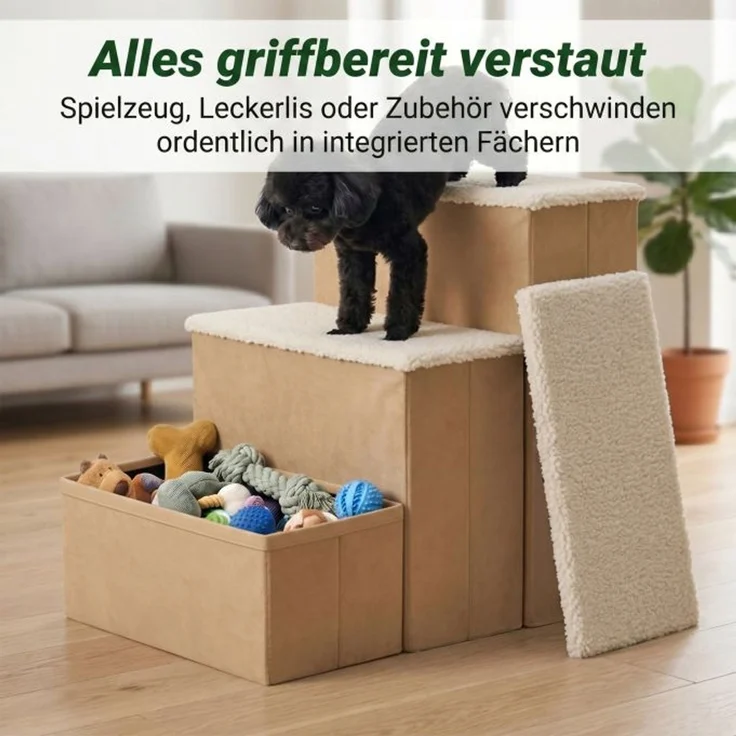 Relaxdays Faltbare Hundetreppe mit Stauraum – Bild 5