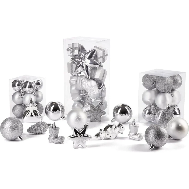 BRUBAKER Weihnachtsbaumkugel 77-teiliges Weihnachtskugel-Set, Christbaumschmuck aus Kunststoff, Weihnachtsdekoration Baumkugeln – Bild 2