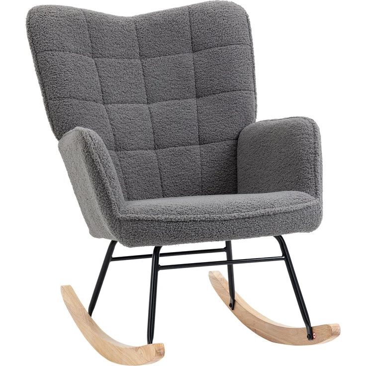 MELAYR, Schaukelstuhl im Retro-Design, Massivholz, Sessel, Relaxsessel, 98 cm x 71 cm x 101 cm, Dunkelgrau – Bild 1