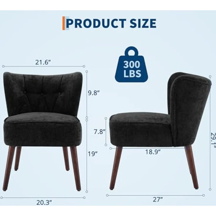 GarveeHome Lehnstühle Mit Ohrenlehne, Loungesessel Mit Leinenbezug, Gepolsterter Esszimmerstuhl Mit 130kg Tragkraft, Für Esszimmer Und Wohnzimmer, 51,6 x 68,6 x 73,9 cm – Bild 2