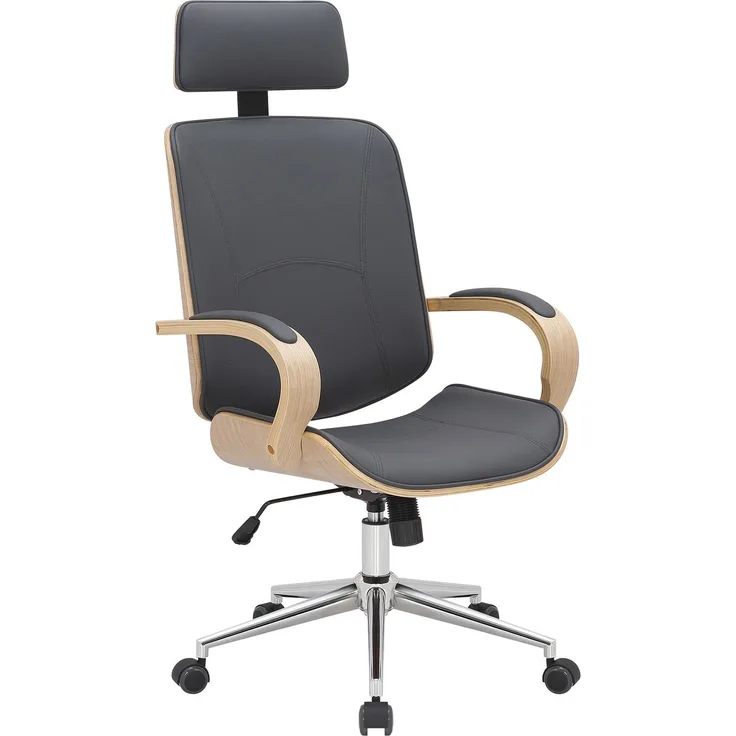 CLP Bürostuhl Dayton mit Kopfstütze und Leichtlaufrollen,natura/grau