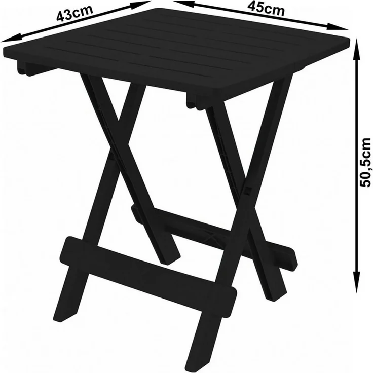 Progarden Beistelltisch Campingtisch Kunststoff Klapptisch Klein 50x45x43cm Schwarz (1-St), UV-Beständig, Robust, Wetterfest, Made in Italy, Hochwertig – Bild 2