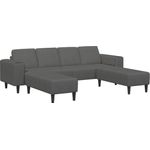 vidaXL Sofa mit Kissen Dunkelgrau 250 x 188 x 76 cm Cordstoff 3335132