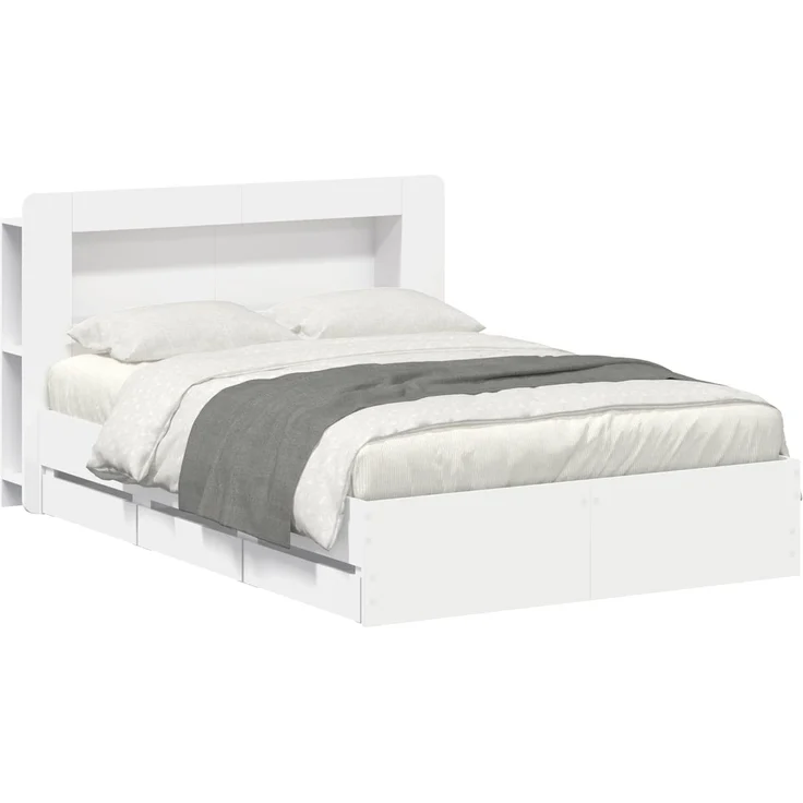 vidaXL Bettgestell mit Stauraum und Kopfteil Weiß 150 x 200 cm 3434057 – Bild 2
