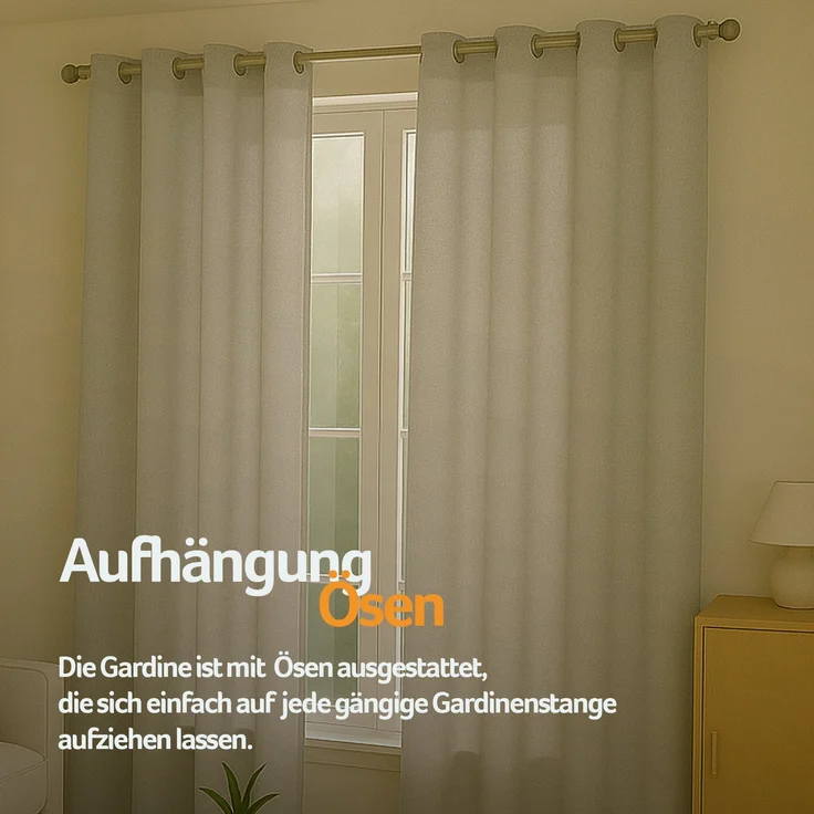 Gardine mit Ösen *** x *** cm ( Breite x Länge ) in ***, blickdichter Vorhang, Ösenvorhang in vielen Variationen 140x245 cm Hellgrau – Bild 6