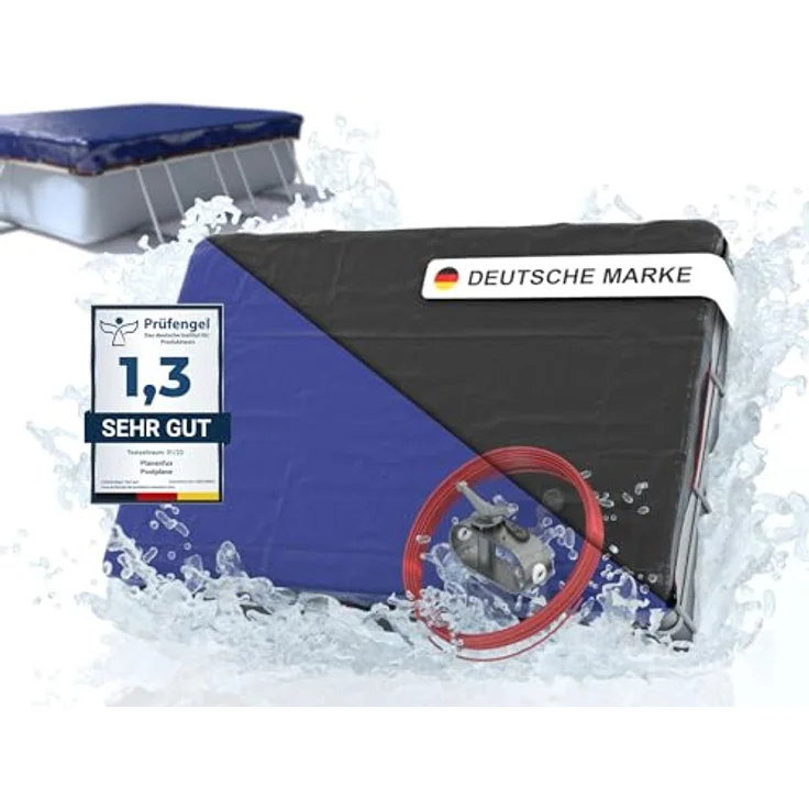 Planenfux® Pool-Abdeckplane Poolplanen rechteckig PE Material - Blau (PARENT), 280-320 x 180-220 cm Pool Abdeckung aus starkem 200g/m² PE Material – Bild 2