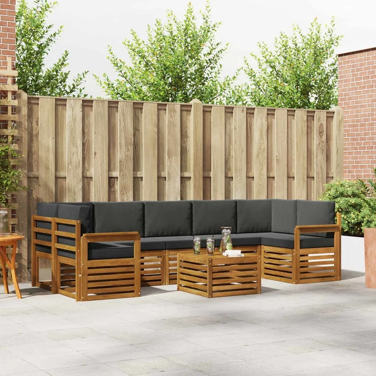 vidaXL Outdoor-Sofagarnitur 8 stk. 7-Sitzer Natur und Anthrazit 3374517 – Bild 1