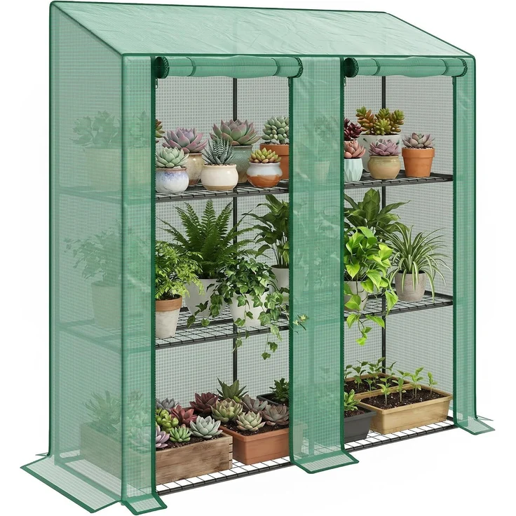 Outsunny Gewächshaus, Stahl, Kunststoff, Grün, 143L x 46B x 151H cm – Bild 1