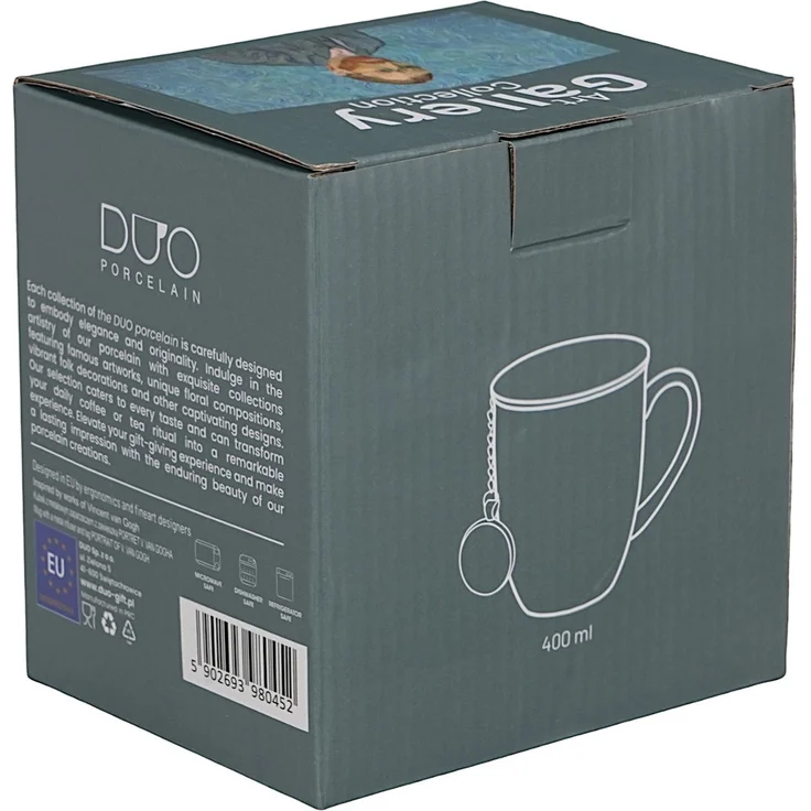 DUO ART GALLERY Becher 400 ml mit Teesieb PORTRAIT OF Van Gogh, New Bone China Porzellan – Bild 6