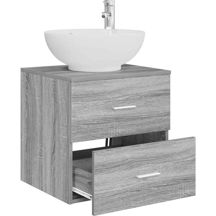 vidaXL Wandmontierter Waschbeckenunterschrank Grau Sonoma 890307 – Bild 3