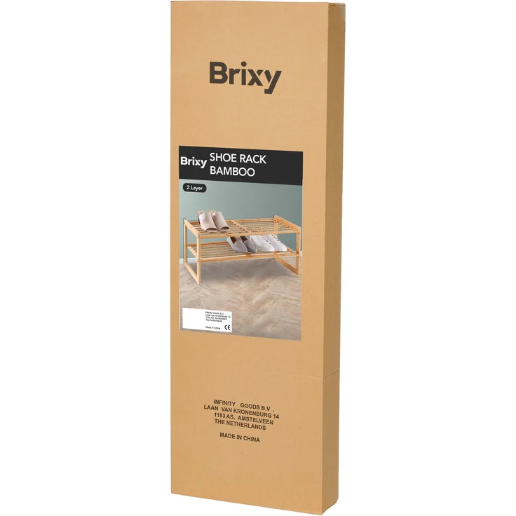 Brixy Schuhregal - 2 Schichten - Bambus Schuhregal - Schuhschrank - Für 9 Paar Schuhe - Holz, bambus, 27 x 73 x 29 cm – Bild 9
