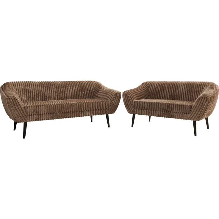 Skandinavisches Sofa Set PIRS 3-2, Komplettset, Wellenfederung, schwarze Füße, Sitzgruppe, Polstermöbel Set - Braun Cord – Bild 6