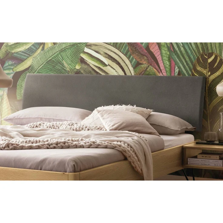 Hasena Massivholzbett Lugano Eiche bright mit Polsterkopfteil 180x220 cm – Lounge – Bild 3