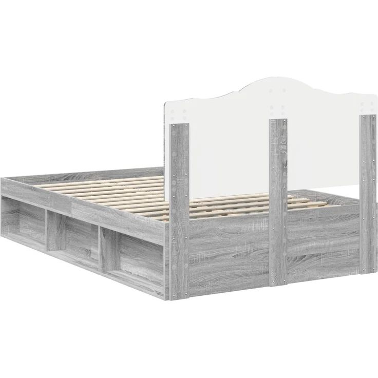 vidaXL Bettrahmen Graues Sonoma 135 x 190 cm Massives Kiefernholz 3413322 – Bild 8