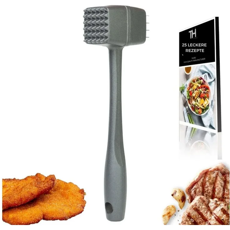 Thiru Fleischklopfer Fleischhammer Schnitzel, Kotelett - Hammer-Kopf mit Zwei Schlagflächen