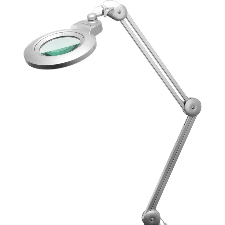 Semplix LED Lupen-Tischlampe silber (60 PCS LED/ 3D Linse/ dimmbar/ Tischklemme)
