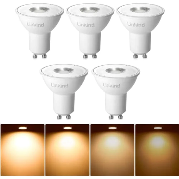 Linkind Dimmbar 5.7W GU10 LED Lampen, ersetzt 75W Lampe, 2700K Warmweiß Reflektorlampe GU10 Spot, 110° breite Abstrahlwinkel 560Lm Leuchtmittel PAR16 LED, 5 Stück – Bild 2