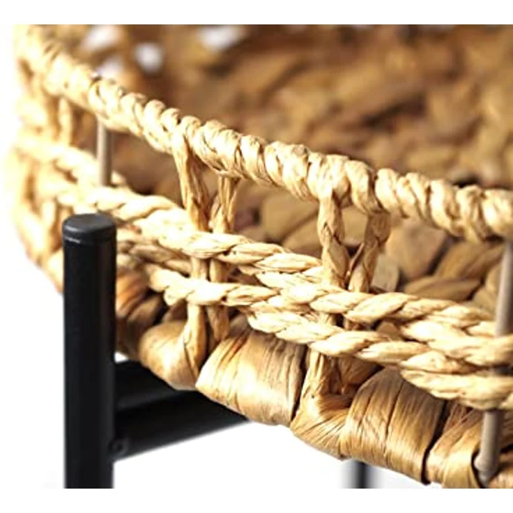 Kobolo Beistelltisch Dekotisch TEATIME aus Wasserhyazinthe und Metall (schwarz und natur, 1-St, Gestell und Tablett) – Bild 6