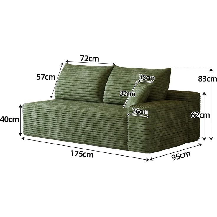 ZUBALIYA SchlafSofa mit Cordbezug, modular aufgebaut, ohne aufwendige Montage, für Wohnzimmer und Apartments – Bild 4