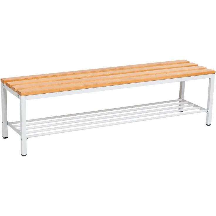 furni24 Bank Umkleidebank, Sitzbank für Umkleideräume mit Schuhrost BxHxT: 100 x 42 x 40 cm, Umkleidesitzbank, Umkleidebank, Garderobenbank, Sportbank, Bank mit Echtholz für Fitnessstudio