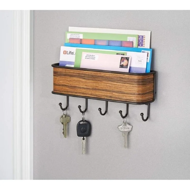 mDesign Schlüsselbrett Ablage Schlüsselboard Organizer Aufbewahrung Metall Holz – Bild 3