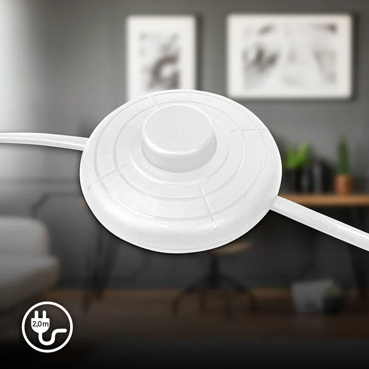 BRILONER – Stehlampe als Deko im Wohnzimmer und Leselampe, Schwenkbare Lampe, Wohnzimmerlampe, Fußtaster, Indirekte Beleuchtung, Weiß – Bild 5