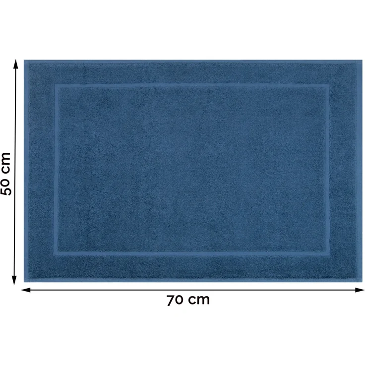 ZOLLNER 2er Set Badvorleger / Duschvorleger, 50x70 cm, 100% Baumwolle, blau – Bild 2