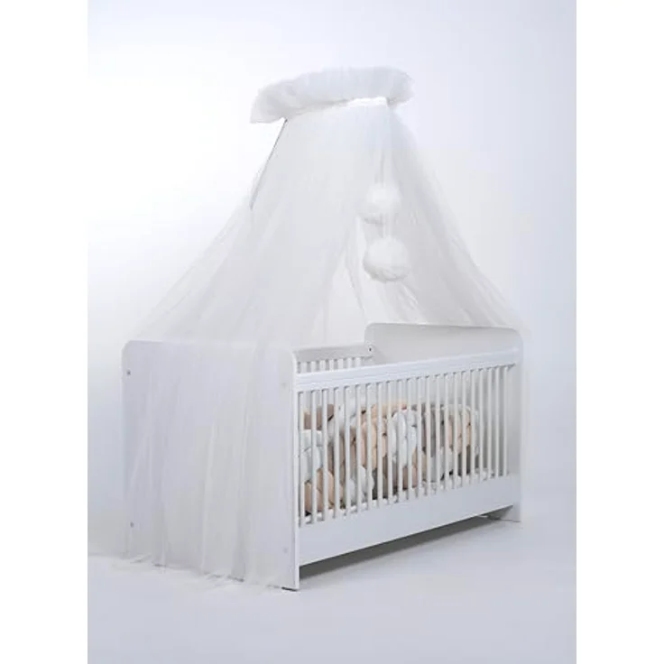 Baby Fancyroom Betthimmel Tüll Betthimmel für Babybett Babywiege Beistellbett Moskitonetz, 165cm lang, mit 2 Bommeln – Bild 5