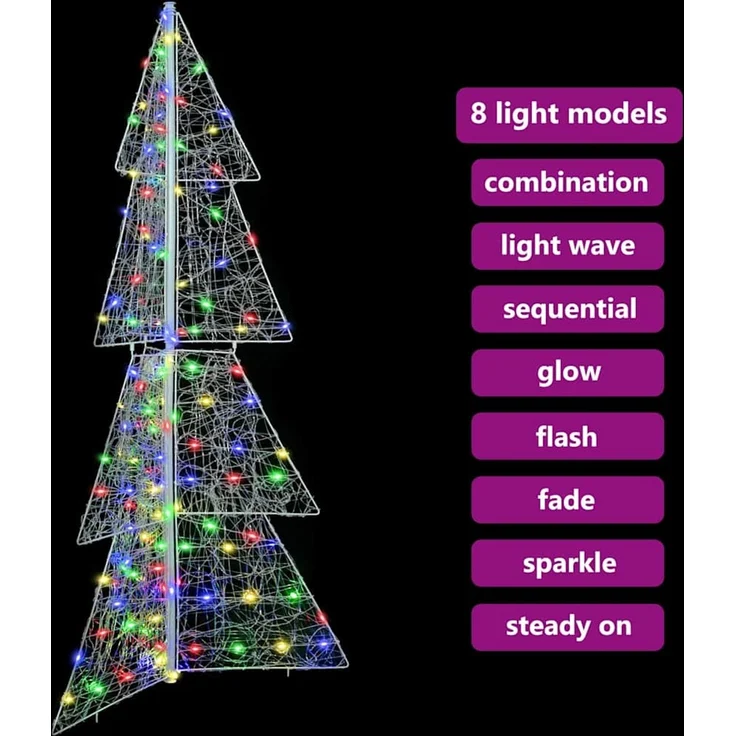 vidaXL Weihnachtsbaum Mehrfarbig 150 cm Acryl 160 LEDs 42019209 – Bild 9