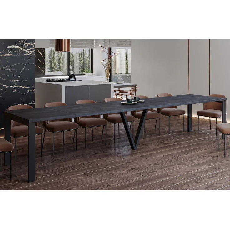 Endo-Moebel Esstisch Titan XXL 130-405 cm, Metallgestell, ausziehbar, 400cm Esstisch XXL 14 Personen riesiger Tisch 4m – Bild 4