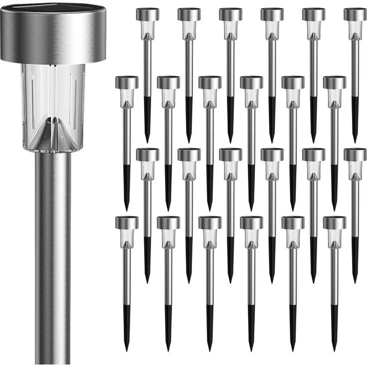 GIGALUMI Solarlampen für außen, Solarleuchten für Garten, 24 Stück, wasserdichte Solar Gartenleuchten für außen Garten, Balkon, Terrasse, Rasen, Wege (kaltweißen) – Bild 1