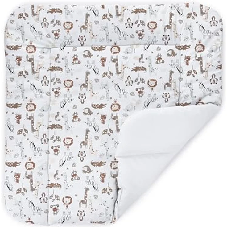 Balbina® Wickelunterlage aus Baumwolle weiche Wickeltischauflage für Wickelkommoden waschbar 75x85 I Tiere im Zoo – Bild 3