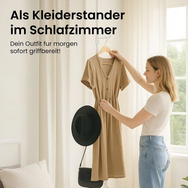 Youyijia Garderobenständer 2.62-3m Garderobenständer Ausziehbar, 5 Haken Garderobenständer – Bild 3