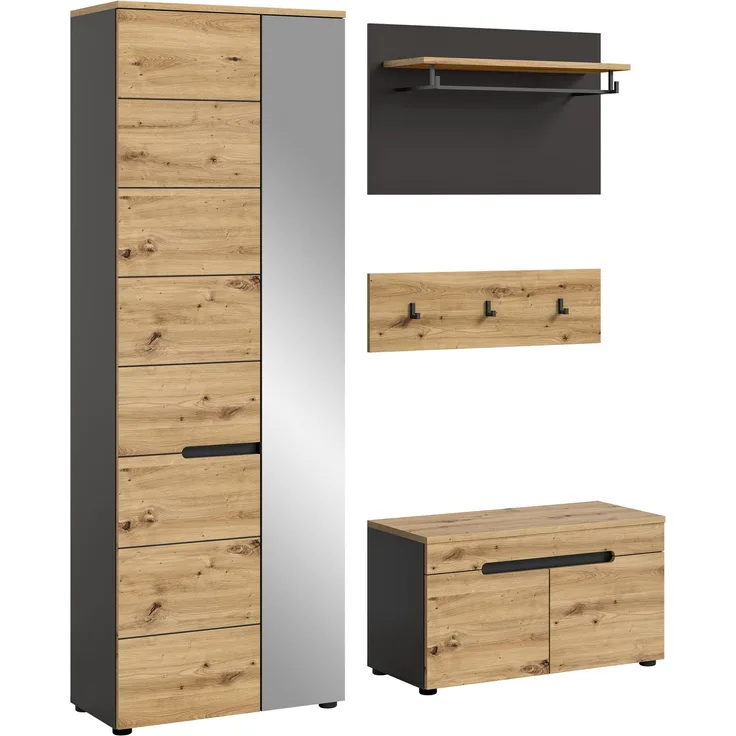 Garderobenset Canu II - Artisan Eiche / Basalt Grau