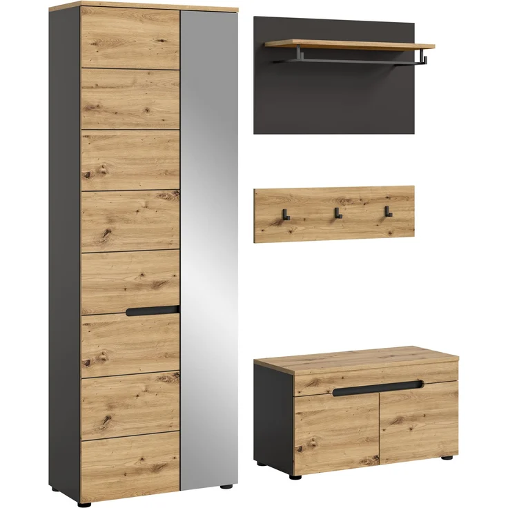 Garderobenset Canu II - Artisan Eiche / Basalt Grau