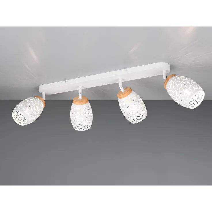 Deckenstrahler BIDAR Weiß 4-flammig mit Stanzmuster, Breite 74cm