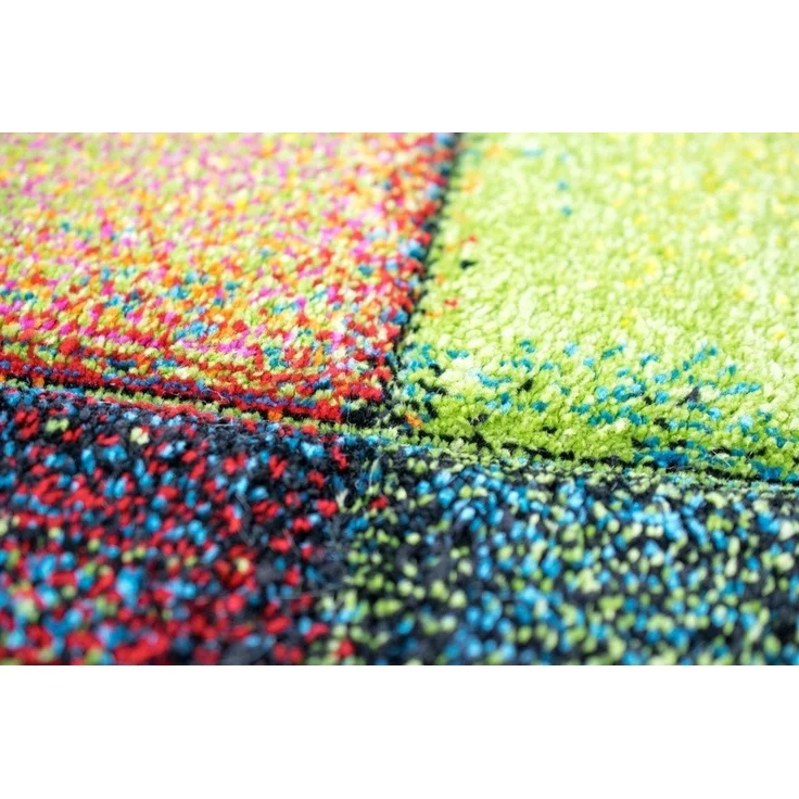 Carpetia Teppich Teppich modern Teppich Wohnzimmer Karo bunt gelb rot blau grün, rechteckig, Höhe: 13 mm – Bild 3