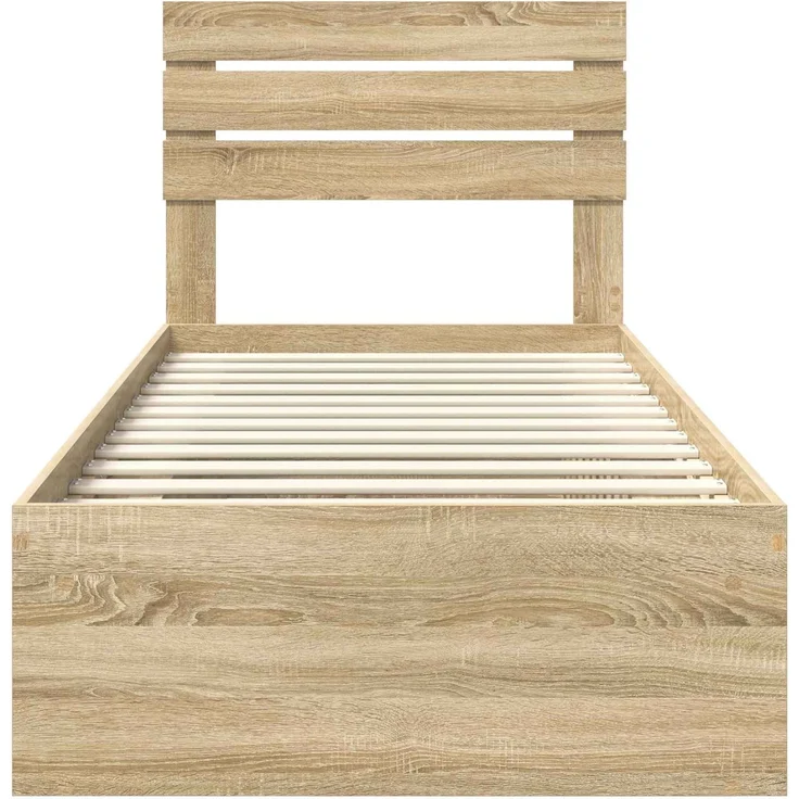 vidaXL Bettrahmen Sonoma-Eiche 75 x 190 cm Massives Kiefernholz 3411473 – Bild 6