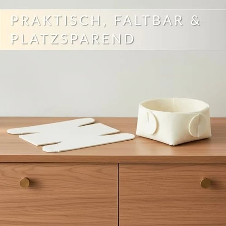 Libaro Badorganizer Aufbewahrungsbox stapelbar Ordnungsboxen Aufbewahrungskorb Stoff beige (3er-Set), Aufbewahrung Deko Ordnungsboxen Aufbewahrungskorb Filz – Bild 5