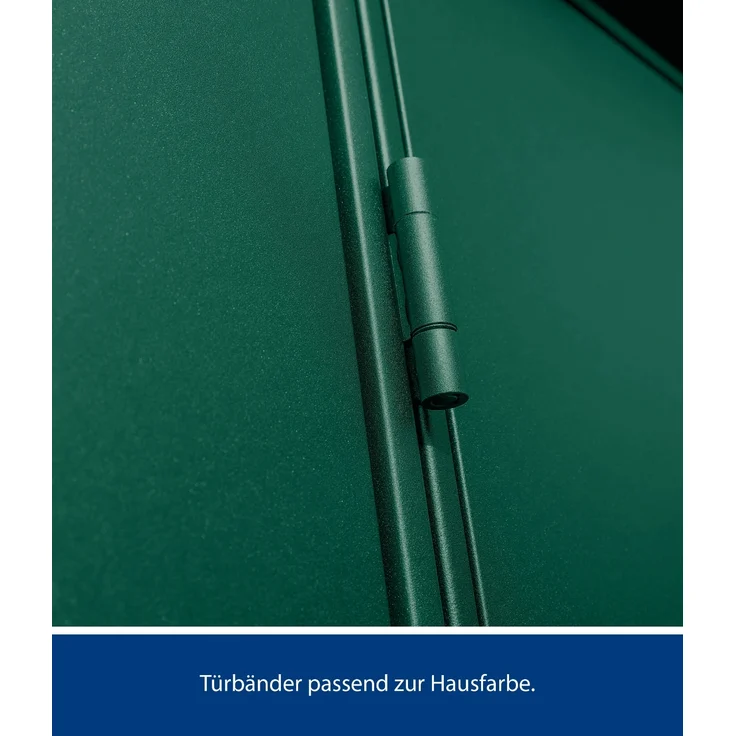 Hörmann Metall-Gerätehaus Berry Modern mit Satteldach Typ 2, 259 x 248 cm, moosgrün, 6,4 m²,2-flüglige Tür – Bild 4