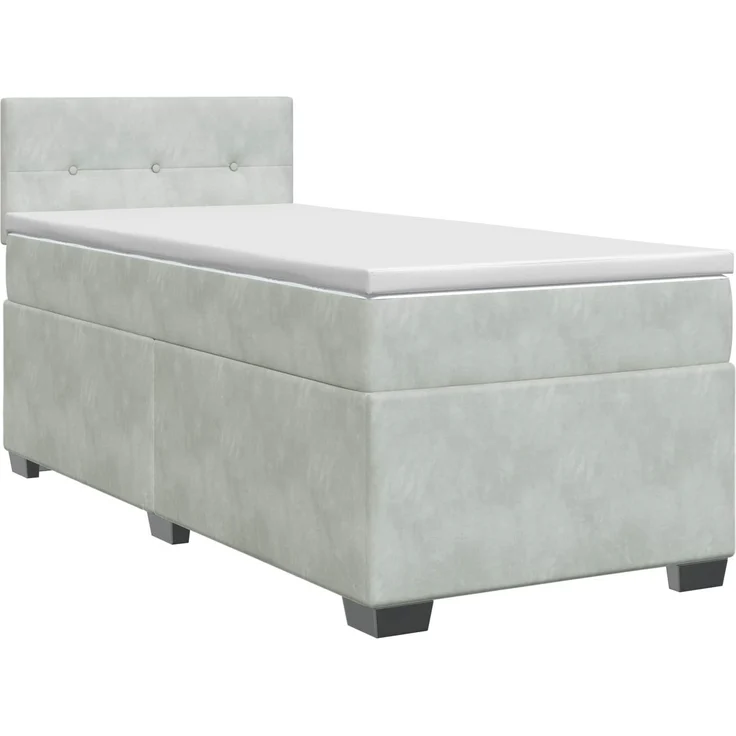 vidaXL Boxspringbett mit Matratze Hellgrau 90 x 190 cm Samt 3450620 – Bild 2