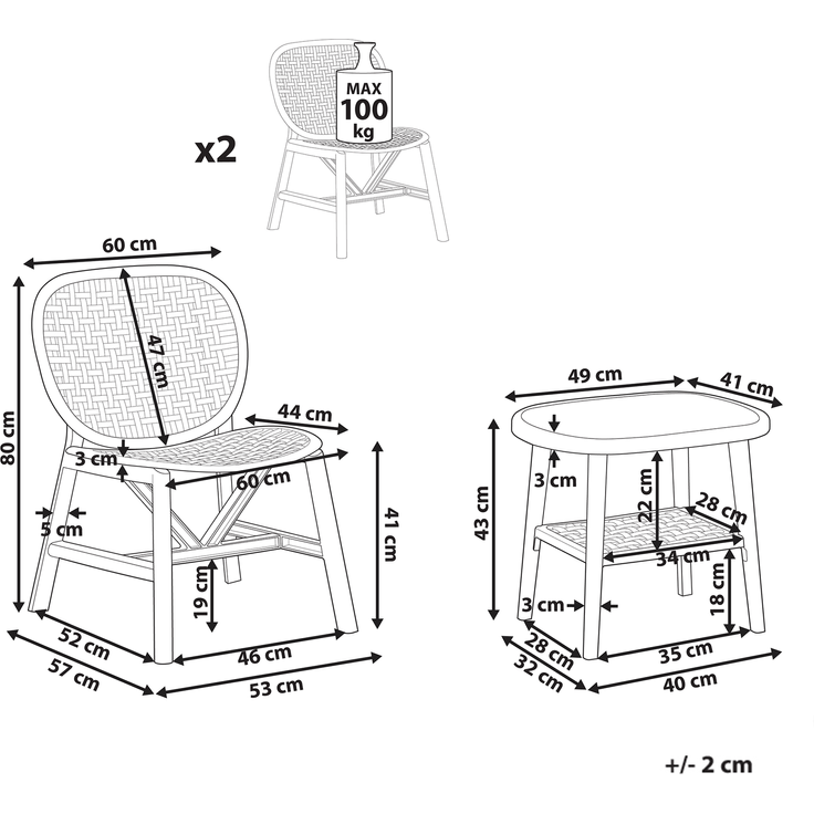 Bistro Set SICELLE Cremeweiß – Bild 2