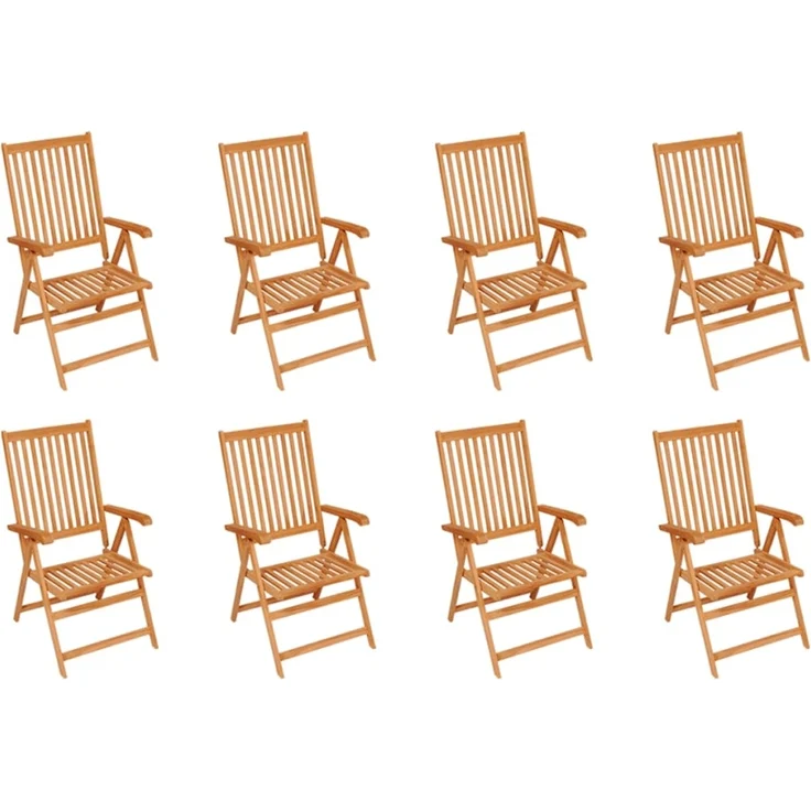 vidaXL Verstellbare Gartenstühle mit Auflagen 8 Stk. Massivholz Teak 3072542 – Bild 1