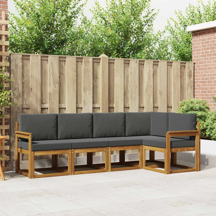 vidaXL Outdoor-Sofagarnitur mit Kissen 5 pcs Natur und Anthrazit 3366385 – Bild 1