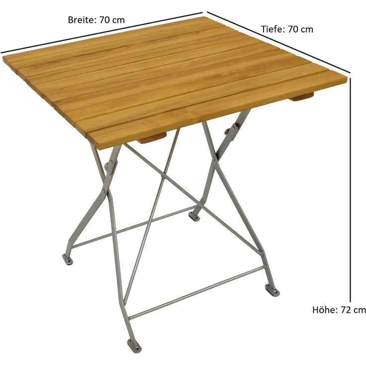 DEGAMO PASSAU II Garnitur 3-teilig, Metall + Robinie, verzinkt/natur, Tisch 70x70cm – Bild 4