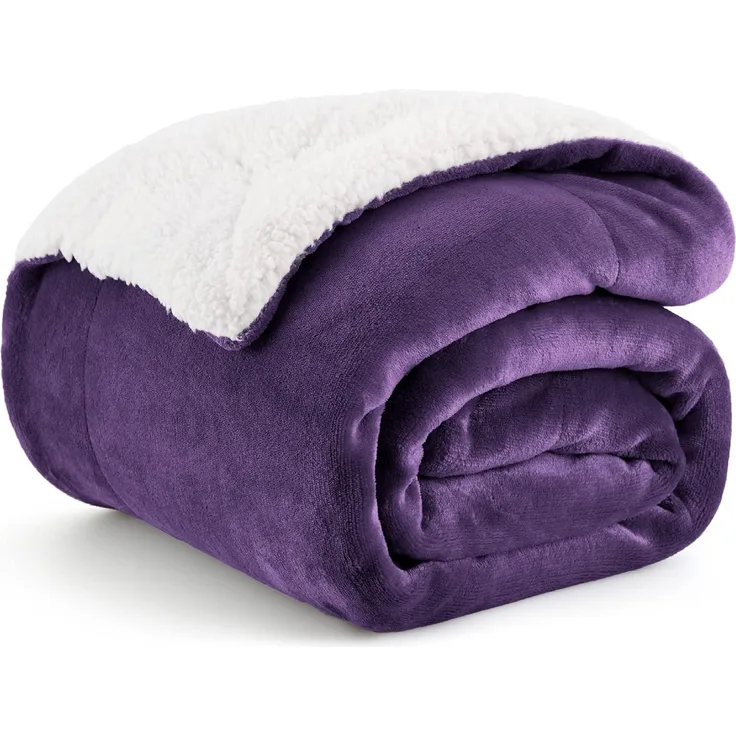BEDSURE Kuscheldecke Flauschig Sofaüberwurf Violett - Decke Sofa Klein als Couchdecke Überwurf und Wohnzimmerdecke, Wohndecke aus weiche Fleece und warm Sherpa, Fleecedecke 130x150 cm