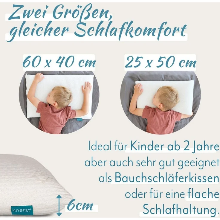KNERST Kopfkissen Kinderkissen, Füllung: CosyPUR Gelschaum, für jede Schlafposition geeignet, Kinderkopfkissen für süße Träume – Bild 1