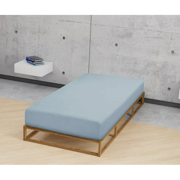 biberna Frottee-Stretch-Spannbetttuch 0012344, taubenblau, 1x 180x200 cm - 200x200 cm – Bild 3