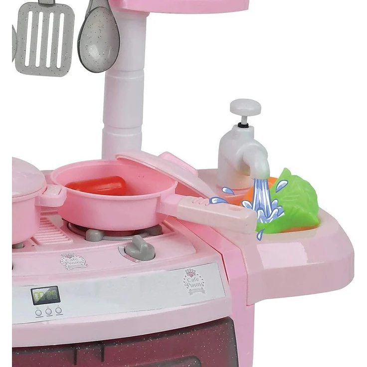 Hauck Spielküche Princess, inkl. 22teiliges Zubehör, 2 Herdplatten mit Licht und Sound, Wasserpump-Funktion am Spülbecken - Rosa – Bild 8