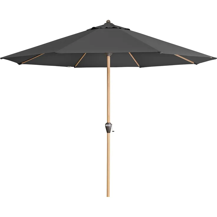 Doppler Sonnenschirm / Kurbelschirm "Alu Wood Ultra 350", anthrazit, Ø 350 cm